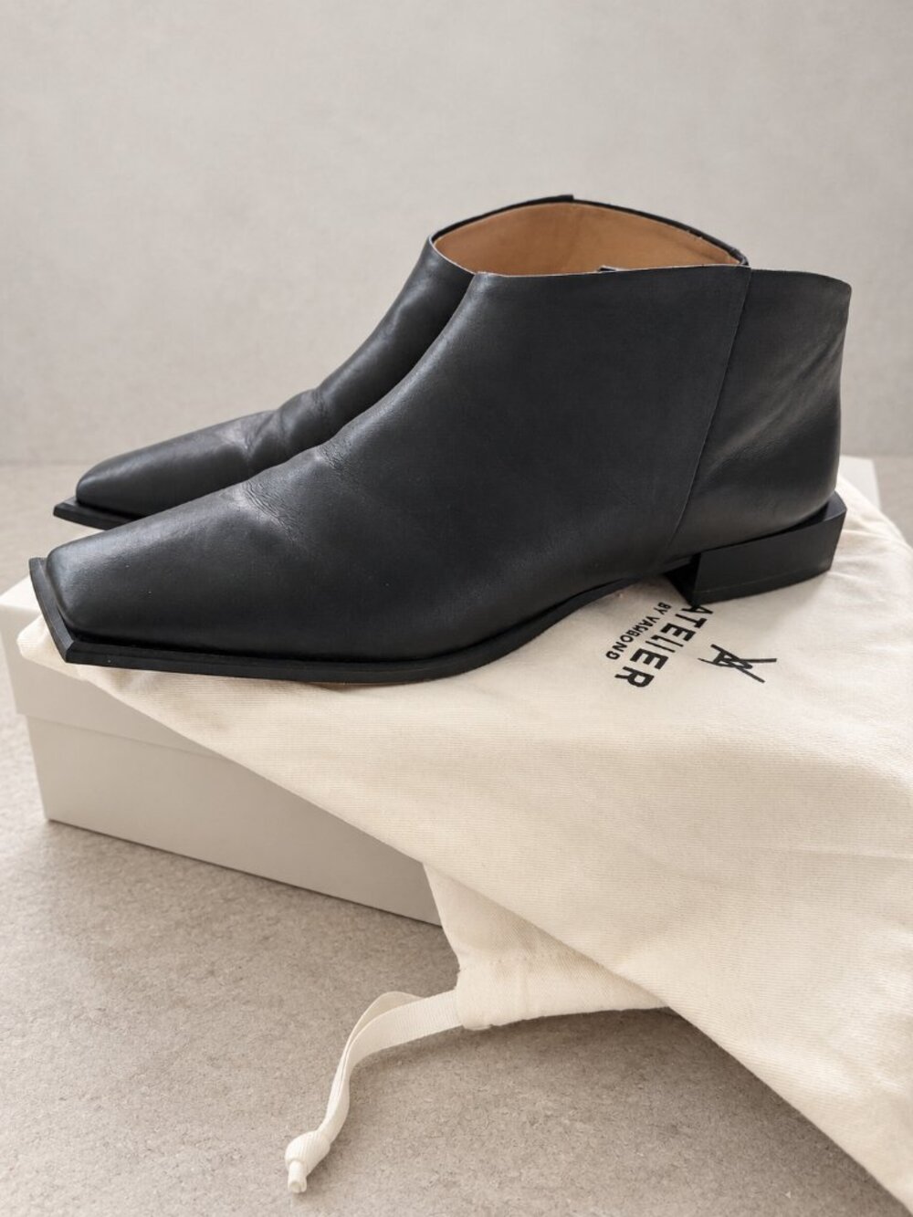Vagabond Atelier Salma Black Leather Square Toe Ankle Boots EU 40